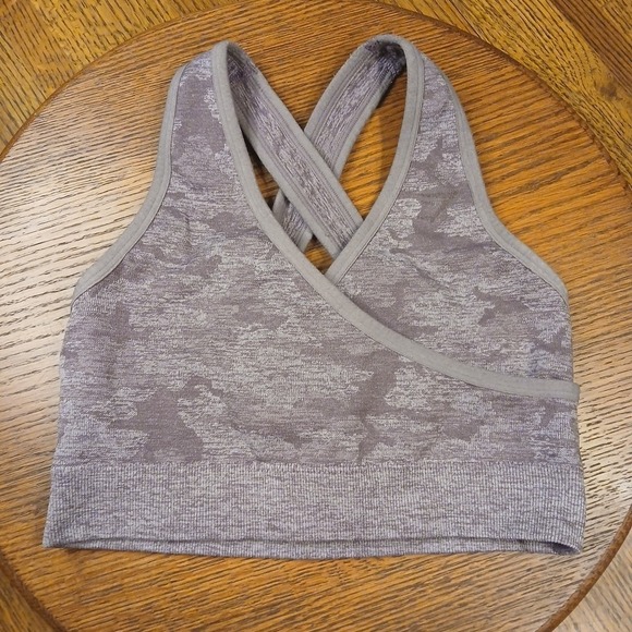 Gymshark Adapt Camo Sports Bra Women's Size XS Mauve Logo Wide Band - Picture 1 of 7